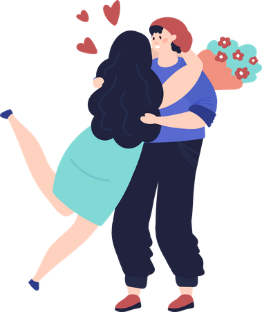 Cute couple hugging  Illustration