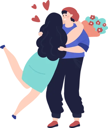 Cute couple hugging  Illustration