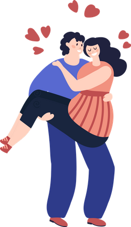 Cute Couple Hugging  Illustration