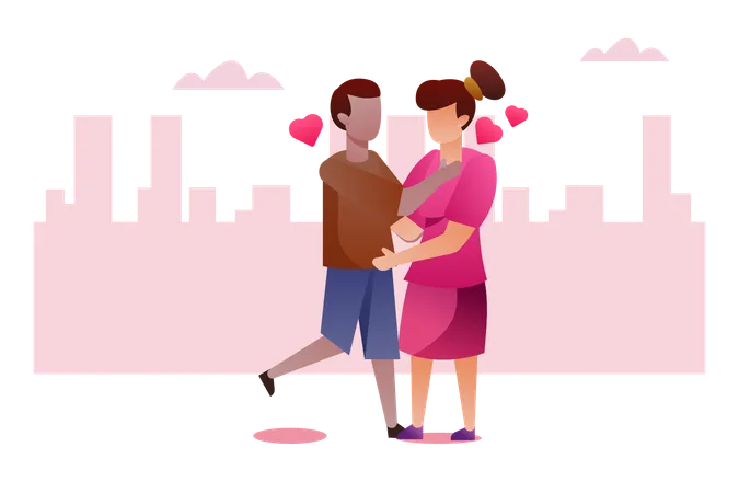 Couple Flat Illustration In This Design You Can See How Technology Connect To Each Other Each File Comes With A Project In Which You Can Easily Change Colors And More Illustration