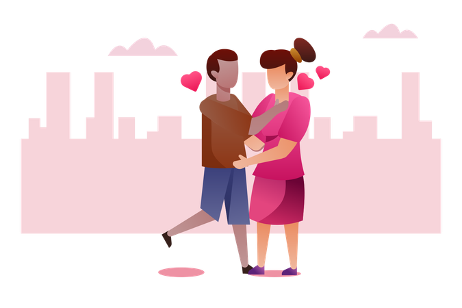 Cute Couple In Love  Illustration