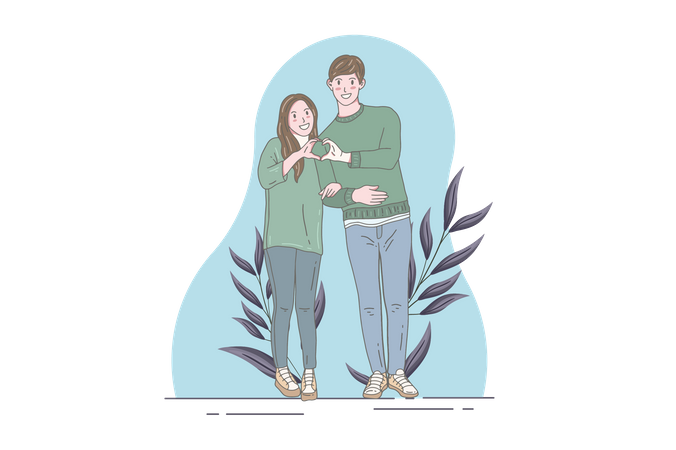 Cute couple make heart with hands  Illustration