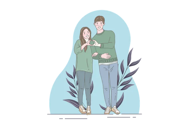 Cute couple make heart with hands  Illustration