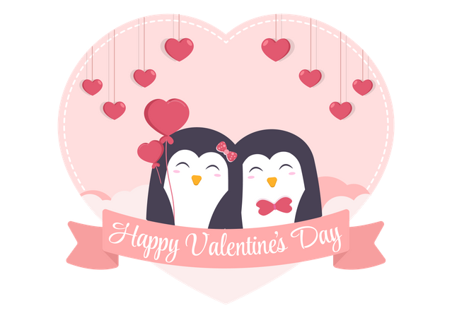 Cute Couple Penguin  Illustration