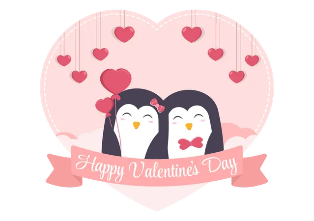 Cute Couple Penguin  Illustration