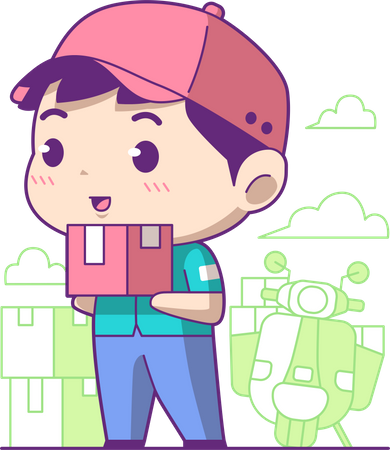 Cute courier boy Illustration