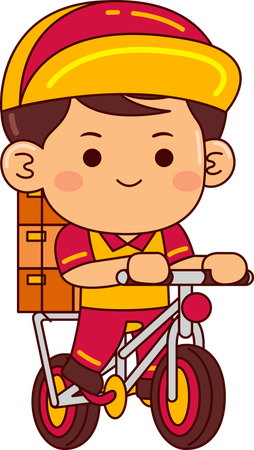 Cute courier boy riding bicycle  Illustration