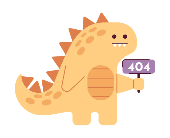 Cute Dinosaur Holds Sign Error 404 Flash Message Empty State Ui Design Page Not Found Popup Cartoon Image Vector Flat Illustration Concept On White Background Illustration
