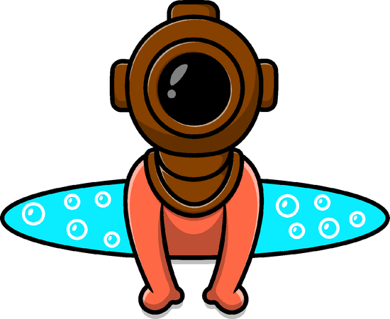 Cute Diver In Ocean Hole  Illustration