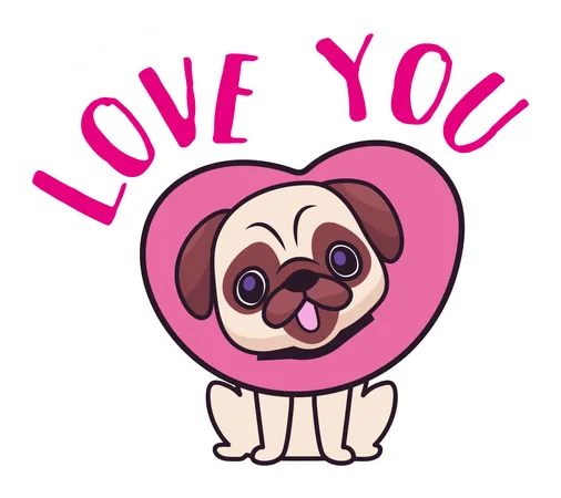 Cute dog say love you  Illustration