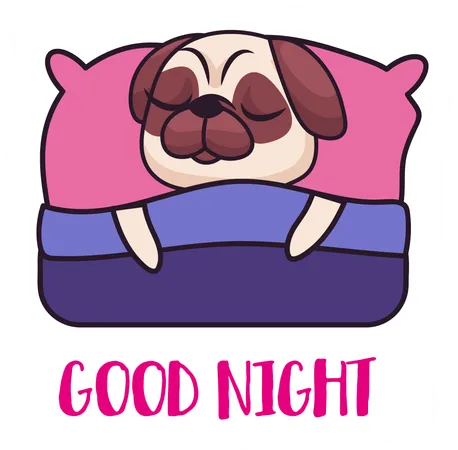 Cute dog sleeping in night  Illustration