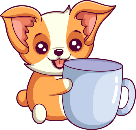Cute Dog With Cup  Illustration