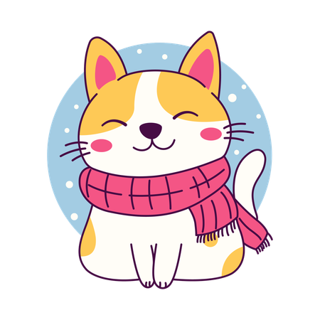 Cute Doggy Wearing Scarf in Winter Season  Illustration