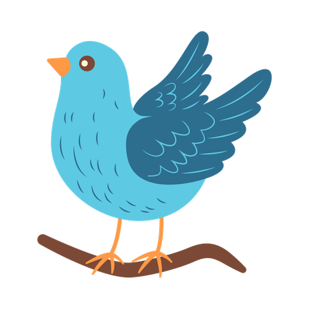 Cute Dove on Tree Branch  Illustration