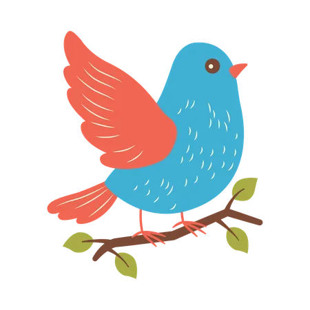 Cute Dove on Tree Branch  Illustration