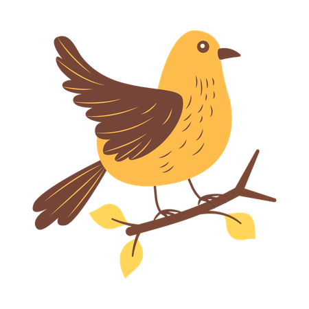Cute Dove on Tree Branch  Illustration
