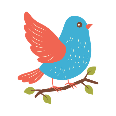 Cute Dove on Tree Branch  Illustration