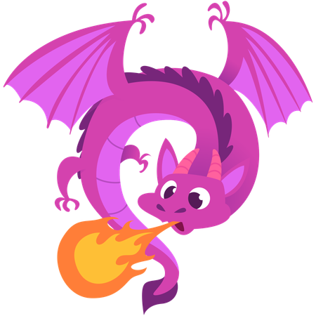 Cute dragon firing from mouth  Illustration