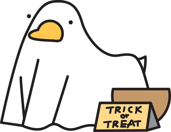 Cute duck trick or treat  Illustration