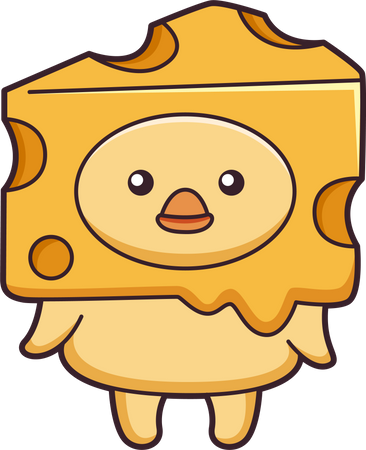 Cute duck wearing cheese costume  Illustration