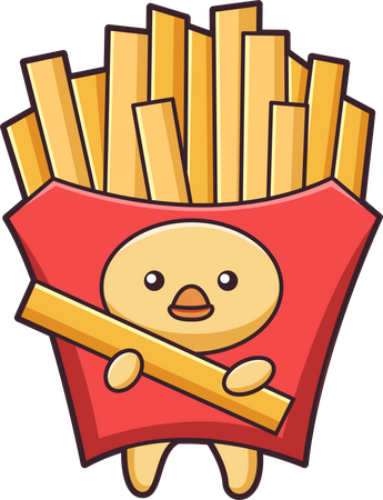 Cute duck wearing French Fries costume  Illustration