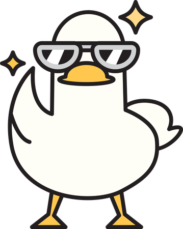 Cute duck wearing sunglasses  Illustration