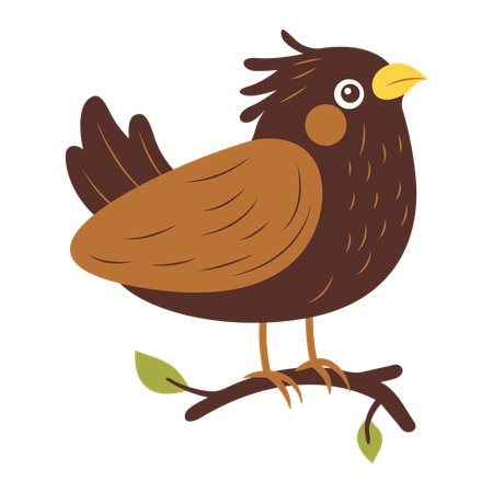Cute Eagle on Tree Branch  Illustration