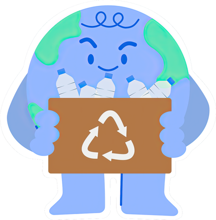 Cute Earth reciclando garrafas plásticas  Ilustração