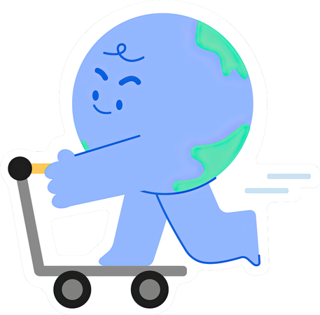 Cute Earth  riding scooters  Illustration