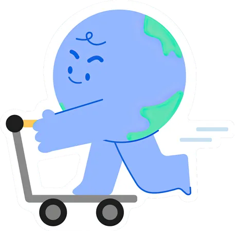 Cute Earth  riding scooters  Illustration