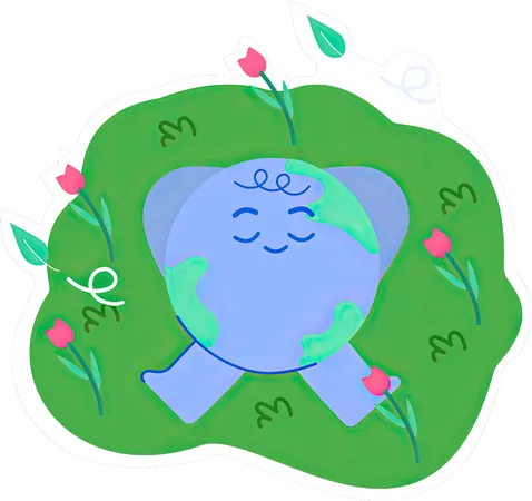 Cute Earth  sleeping on the grass  Illustration