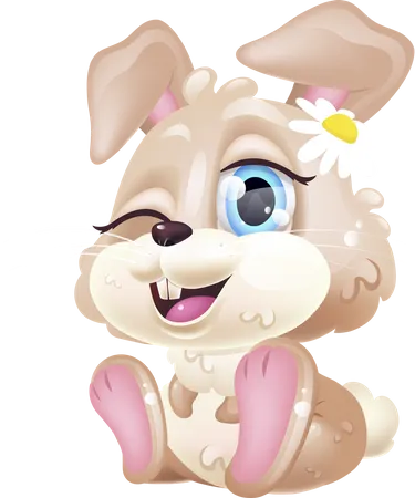Cute easter bunny hare winking  Illustration