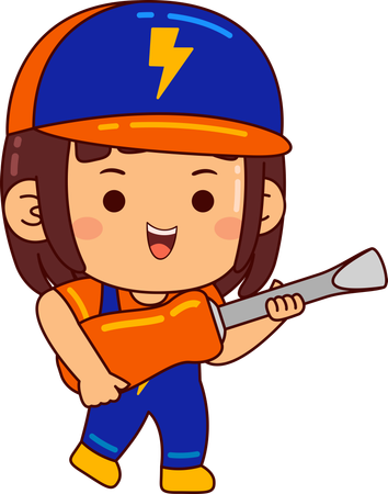Cute electrician girl holding screw driver  Illustration