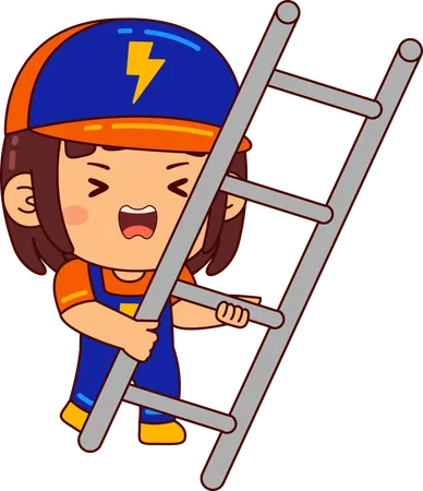 Cute electrician girl ladder  Illustration