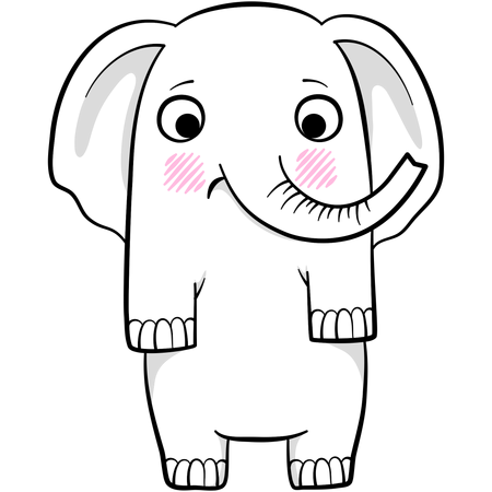Cute elephant standing on two legs  Illustration