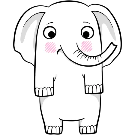 Cute Elephant Wild Animals In Various Poses Attractive Characters Vector Cartoon Drawn Sketch Elephant Adorable With Trunk Different Pose Mascot Illustration Illustration
