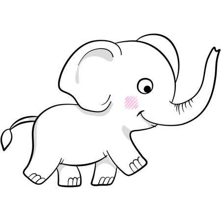 Cute elephant walking  Illustration