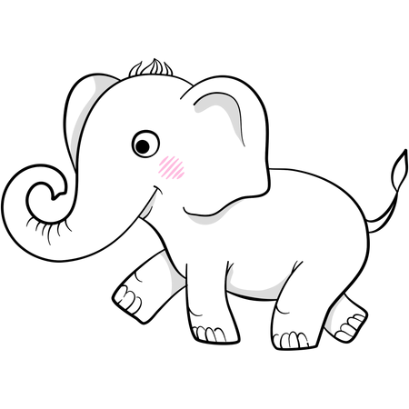 Cute elephant walking  Illustration