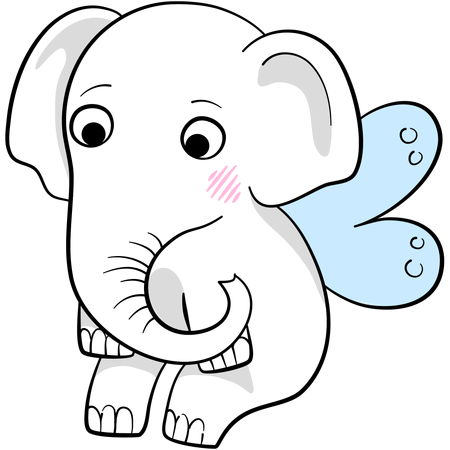 Cute elephant with butterfly  Illustration
