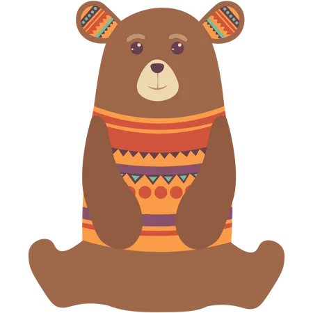 Cute ethnic Bear  Illustration