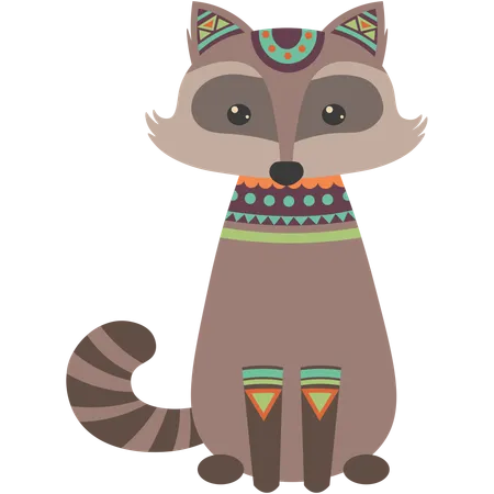 Cute Ethnic Animals Tribal Kid Wild Zoo Bear Owl Raccoon Tiger With Feathers Arrows And Patterns Vector Design Characters Illustration Of Ethnic Tribe Rabbit And Bear Characters Illustration