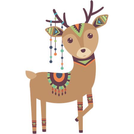かわいい民族の鹿  イラスト