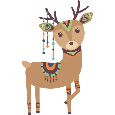 かわいい民族の鹿  イラスト