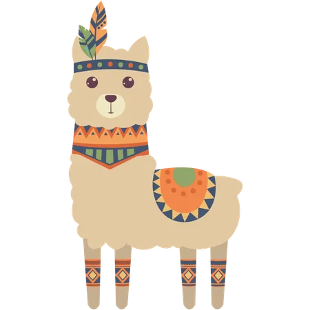 Cute ethnic llama  Illustration
