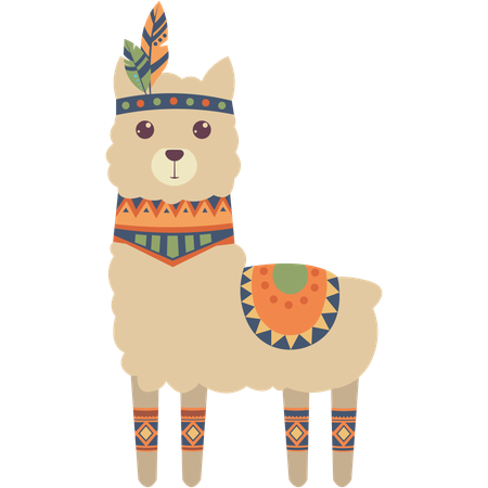 Cute ethnic llama  Illustration