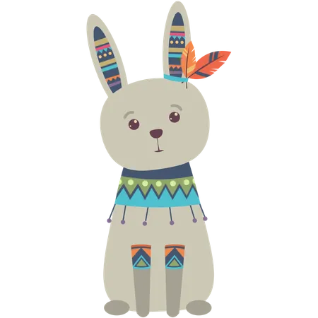 Cute ethnic rabbit  Illustration