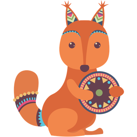 Cute ethnic squirrel  Illustration