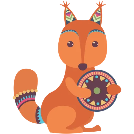 Cute ethnic squirrel  Illustration