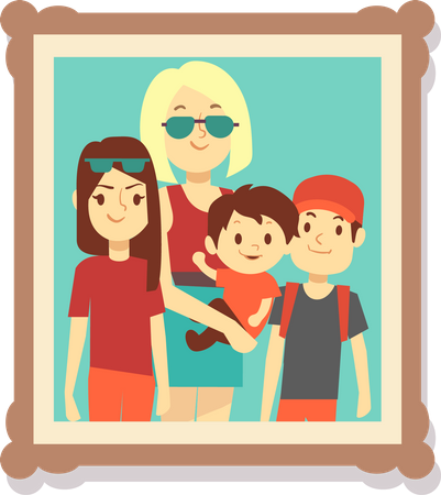 Cute family photo  Illustration