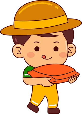 Cute farmer boy cartoon character  Illustration